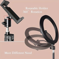LED Selfie Ring Light with Tripod Stand & Flexible Phone Holder - USB Powered - 12-Inch
