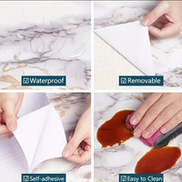 1 Roll Self-Adhesive Marble Vinyl Wallpaper, Thicker Glossy Finish, Stone And Wood Style, Waterproof Oil-Proof, Renovation Stickers For Kitchen Bathroom TV Background Wall, Vinyl Material