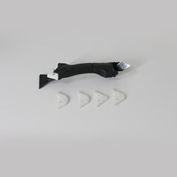 1 Set 3-in-1 Silicone Caulking Tool with Stainless Steel Head, Sealant Cleaner, Grower Scraper, and Glue Board with 5 Interchangeable Pads