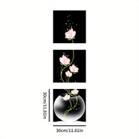 Pink Flower Square Canvas Painting Wall Art Picture - 3pcs
