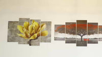 Wooden Framed Canvas, Horses In The Morning Mist - 5pcs