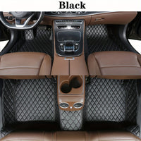 Luxury PU Leather Car Floor Mats - All-Weather Protection, Diamond Quilted Design
