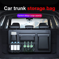 Large Capacity Car Trunk Organizer With Partition Design, Multifunctional PU Leather Storage Box