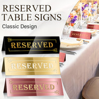 10pcs Elegant Golden Acrylic "Reserved" Table Signs - Waterproof, Double-Sided with Decorative Arrows, Perfect for Weddings, Parties, Restaurants & Meetings