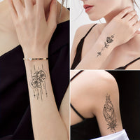 Hand Moon Flower Hannah Pattern Temporary Tattoo Stickers - 30pcs