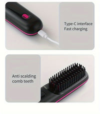 Portable&cordless straight hair comb, rapid heating, constant temperature anti-hot design, negative ion technology, intelligent digital display, USB charging, delicate and lightweight, very suitable for home and travel use, i