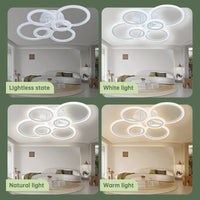 Modern 6-Ring LED Ceiling Light Fixture, Dimmable Flush Mount Indoor Lighting with Remote Control, Minimalist Design for Living Room, Bedroom, Office, Kitchen - 85V-265V Hardwired LED Lights