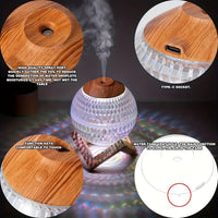 Luxury Crystal Colorful USB Humidifier with 350ml Capacity - Quiet, High-Capacity Nano Mist Air Purifier for Romantic Ambiance & Hydration, Battery Not Included, Air Humidifier
