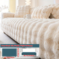 Luxurious Faux Rabbit Fur Sofa Cover - Soft, Thick Plush Slipcover for Cozy Winter Warmth - Pet-Friendly, Machine Washable - Fits Single to Four-Seater Sofas - Perfect for Living Room, Bedroom, Office Decor