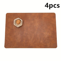4pcs Set Faux Leather Placemats - Non-Slip, Heat-Resistant Table Mats with Cowhide Texture for Dining & Kitchen