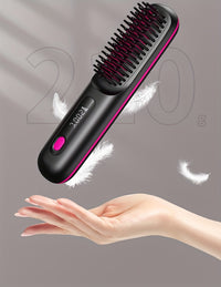 Portable&cordless straight hair comb, rapid heating, constant temperature anti-hot design, negative ion technology, intelligent digital display, USB charging, delicate and lightweight, very suitable for home and travel use, i