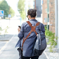 Leather Dual Camera Harness, Professional Photographer Adjustable Shoulder Straps