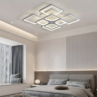 Modern LED Ceiling Light Fixture - Dimmable Metal Semi Flush Mount with Remote, Acrylic Shade, Infrared Sensor, 110-240V Hard-Wired Indoor Lighting for Living Room, Bedroom, Study - No Battery Required