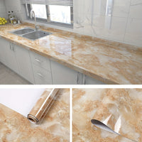 1 Roll of Marble Wallpaper, Self-Adhesive Kitchen Stickers - Waterproof And Stain-Resistant Kitchen Stickers, Window Sills, Bay Window Cabinets, Desktop Stickers, Furniture Renovation Wallpaper Stickers! Removable Self-Adhesi