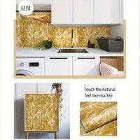 1 Roll Self-Adhesive Marble Vinyl Wallpaper, Thicker Glossy Finish, Stone And Wood Style, Waterproof Oil-Proof, Renovation Stickers For Kitchen Bathroom TV Background Wall, Vinyl Material