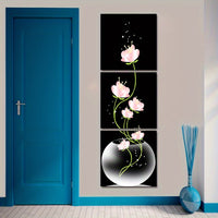 Pink Flower Square Canvas Painting Wall Art Picture - 3pcs