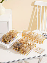 Luxurious Amber Golden-Trimmed Snack Serving Set - 30.48cm Plastic Dried Fruit & Nut Bowls for Weddings, Birthdays, Graduations, and Festivals, Beaded Decorations, Small Food Dishes