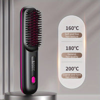 Portable&cordless straight hair comb, rapid heating, constant temperature anti-hot design, negative ion technology, intelligent digital display, USB charging, delicate and lightweight, very suitable for home and travel use, i