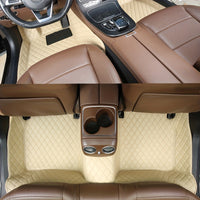 Luxury PU Leather Car Floor Mats - All-Weather Protection, Diamond Quilted Design