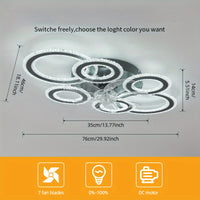 Modern Adjustable Ceiling Fan Light with Remote Control - 6 Brightness Levels, ABS/Acrylic/Metal Design, Mold-Resistant, Ideal for Living Room, Office, Bedroom, Kitchen, Fan for Bedroom, Perfect for Christmas Gifts, Holiday O