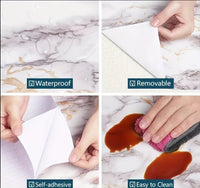 1 Roll Self-Adhesive Marble Vinyl Wallpaper, Thicker Glossy Finish, Stone And Wood Style, Waterproof Oil-Proof, Renovation Stickers For Kitchen Bathroom TV Background Wall, Vinyl Material