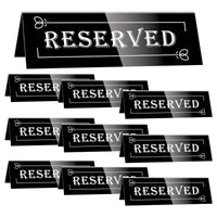 10pcs Elegant Golden Acrylic "Reserved" Table Signs - Waterproof, Double-Sided with Decorative Arrows, Perfect for Weddings, Parties, Restaurants & Meetings