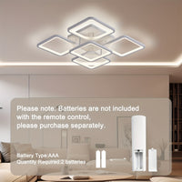 Modern LED Ceiling Light Fixture - Dimmable Metal Semi Flush Mount with Remote, Acrylic Shade, Infrared Sensor, 110-240V Hard-Wired Indoor Lighting for Living Room, Bedroom, Study - No Battery Required