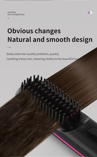 Portable&cordless straight hair comb, rapid heating, constant temperature anti-hot design, negative ion technology, intelligent digital display, USB charging, delicate and lightweight, very suitable for home and travel use, i