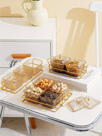 Luxurious Amber Golden-Trimmed Snack Serving Set - 30.48cm Plastic Dried Fruit & Nut Bowls for Weddings, Birthdays, Graduations, and Festivals, Beaded Decorations, Small Food Dishes