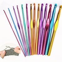 8pcs/12pcs Aluminum Oxide Crochet Knitting Tools Colorful Single Crochet Sweater Needles Aluminum Crochet Needles