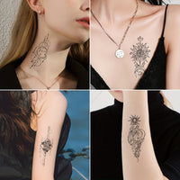 Hand Moon Flower Hannah Pattern Temporary Tattoo Stickers - 30pcs