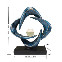 Luxury Resin Art Sculpture with Blue & Golden Glossy Finish – Elegant Abstract Design for Living Room, Wine Cabinet, TV Stand, or Office Decor
