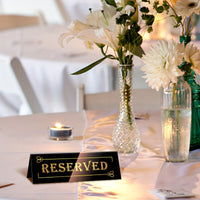 10pcs Elegant Golden Acrylic "Reserved" Table Signs - Waterproof, Double-Sided with Decorative Arrows, Perfect for Weddings, Parties, Restaurants & Meetings