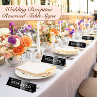 10pcs Elegant Golden Acrylic "Reserved" Table Signs - Waterproof, Double-Sided with Decorative Arrows, Perfect for Weddings, Parties, Restaurants & Meetings