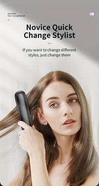 Portable&cordless straight hair comb, rapid heating, constant temperature anti-hot design, negative ion technology, intelligent digital display, USB charging, delicate and lightweight, very suitable for home and travel use, i