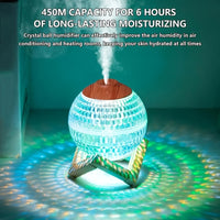 Luxury Crystal Colorful USB Humidifier with 350ml Capacity - Quiet, High-Capacity Nano Mist Air Purifier for Romantic Ambiance & Hydration, Battery Not Included, Air Humidifier