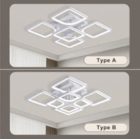 Modern LED Ceiling Light Fixture - Dimmable Metal Semi Flush Mount with Remote, Acrylic Shade, Infrared Sensor, 110-240V Hard-Wired Indoor Lighting for Living Room, Bedroom, Study - No Battery Required