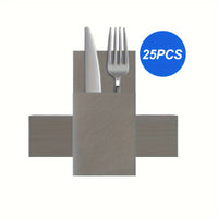 1-Ply Wood Napkin with Built-in Flatware Pocket - Disposable Cloth Napkins for Weddings, Birthdays, Housewarmings, Anniversaries, Christmas, Halloween, Easter, New Year - Universal Holiday Use