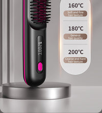 Portable&cordless straight hair comb, rapid heating, constant temperature anti-hot design, negative ion technology, intelligent digital display, USB charging, delicate and lightweight, very suitable for home and travel use, i