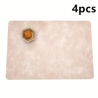 4pcs Set Faux Leather Placemats - Non-Slip, Heat-Resistant Table Mats with Cowhide Texture for Dining & Kitchen