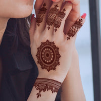 Red Henna Lace Floral Pattern Temporary Tattoos for Hand - 4-Pack