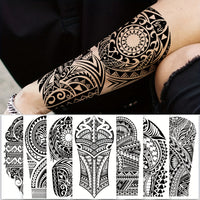 Waterproof Black Totem Temporary Tattoo Stickers - 7 Sheets