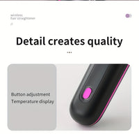 Portable&cordless straight hair comb, rapid heating, constant temperature anti-hot design, negative ion technology, intelligent digital display, USB charging, delicate and lightweight, very suitable for home and travel use, i
