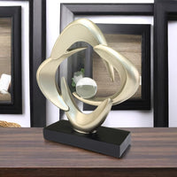 Luxury Resin Art Sculpture with Blue & Golden Glossy Finish – Elegant Abstract Design for Living Room, Wine Cabinet, TV Stand, or Office Decor