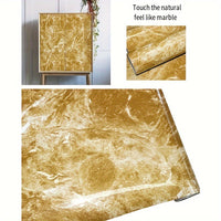1 Roll Self-Adhesive Marble Vinyl Wallpaper, Thicker Glossy Finish, Stone And Wood Style, Waterproof Oil-Proof, Renovation Stickers For Kitchen Bathroom TV Background Wall, Vinyl Material