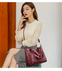 Luxury Soft Leather Handbag Women's New Casual Tote Bag Designer Ladies Large Shoulder Crossbody Handle Sac for Female Patchwork