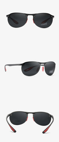 KDEAM Rimless Oval Men's Sunglasses Polarized TR90 Material Frame TAC Polarization Lense Soft Rubber Foot Cover