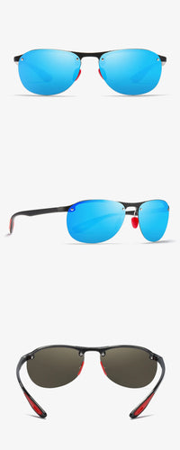 KDEAM Rimless Oval Men's Sunglasses Polarized TR90 Material Frame TAC Polarization Lense Soft Rubber Foot Cover