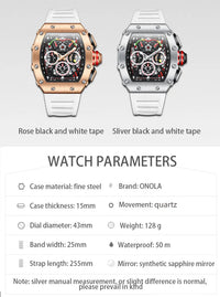 ONOLA 2021 Top Brand Watch Men Luxury Multifunctional Luminous Waterproof Sports Chronograph Quartz Watches Clock Relogio