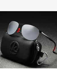 KDEAM Rimless Oval Men's Sunglasses Polarized TR90 Material Frame TAC Polarization Lense Soft Rubber Foot Cover